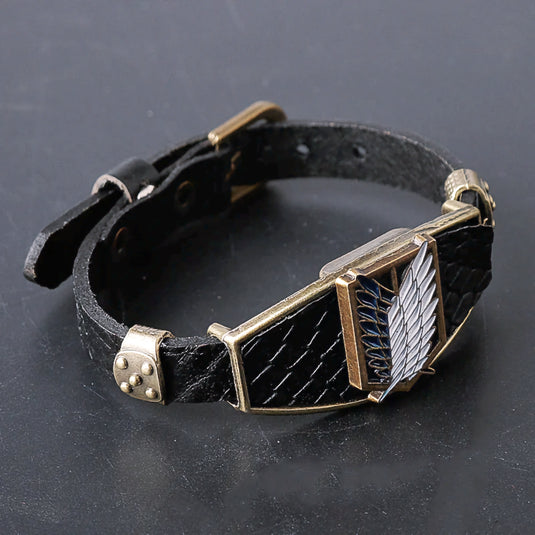 Bracelet Bataillon d'Exploration - Rejoignez l'aventure d'Eren et ses compagnons avec ce symbole emblématique japonify manga animé