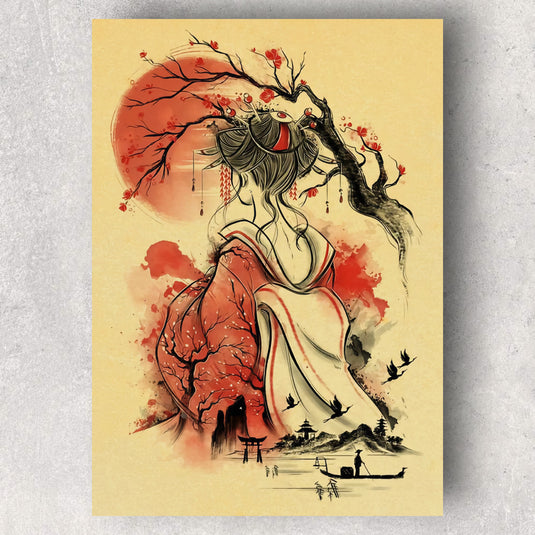 Affiche de Geisha - Capturez l'élégance et le mystère de la culture japonaise avec cette superbe illustration