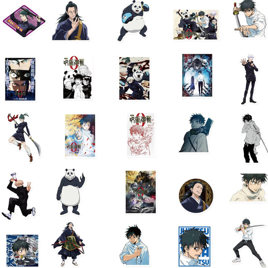 Détail des stickers Jujutsu Kaisen formats 4 à 7 centimètres