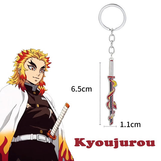 Produit Japonais - Porte-clés Sabre de Rengoku - Personnalisez votre trousseau de clés avec ce porte-clés en métal représentant le célèbre sabre de Rengoku de Demon Slayer