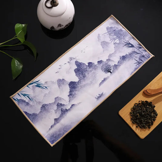 Serviette à thé japonaise absorbante motif montagne Yama pour protéger la table