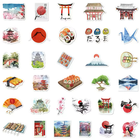 Idée cadeau petit prix : pochette d'autocollants avec symboles du Japon