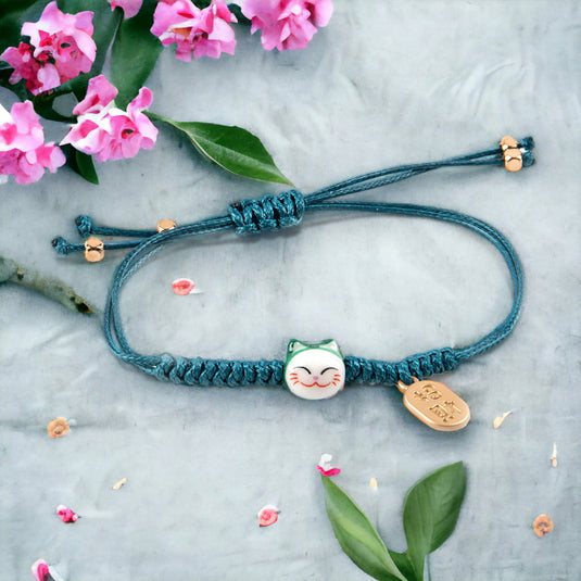 Bracelet Koban Maneki Neko - Le Maneki Neko, symbole de chance et de fortune, sur un bracelet élégant