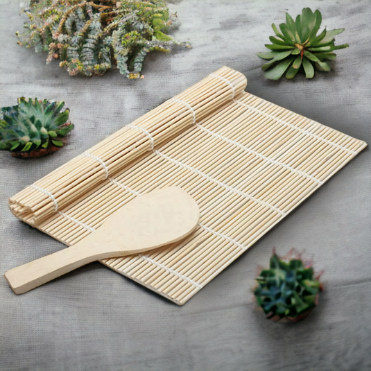Accessoire de cuisine japonaise : tapis en bambou compact pour rouler les makis