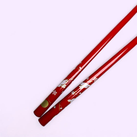 Paire de baguettes japonaises en bambou avec motif traditionnel de lapin