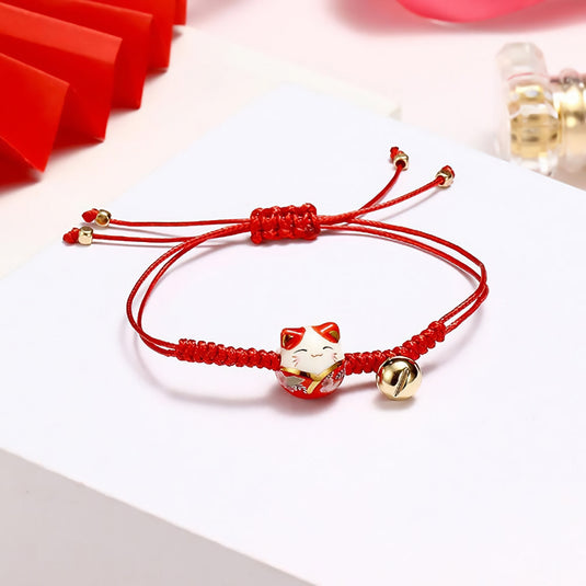Bracelet japonais Porte Bonheur japonais Maneki Neko - Le célèbre chat qui apporte chance et prospérité