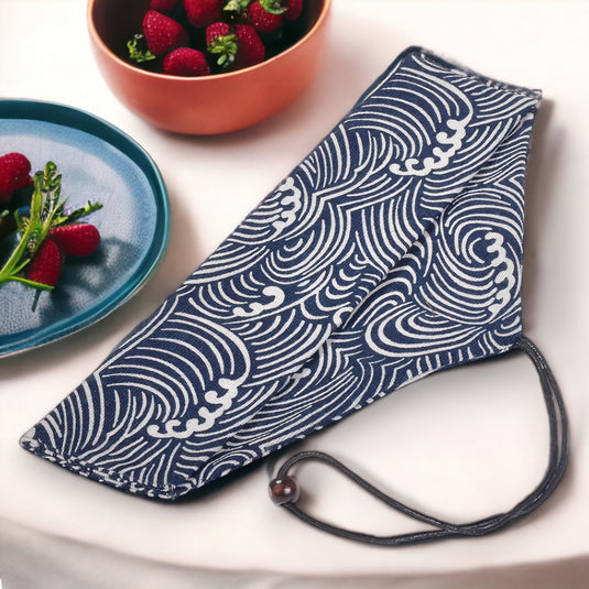 Étui pour Baguettes et Couverts - Associez style et fonctionnalité avec cet accessoire en lin et coton à motif japonais