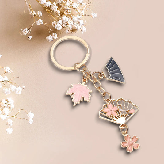 Porte-clés japonais Sakura et Mont Fuji, sur Japonify. Site d'idée cadeau japonais du Japon