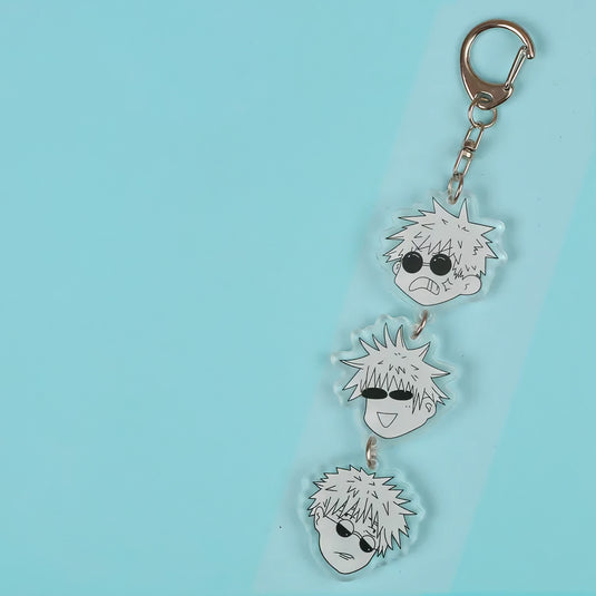 Accessoire Exorciste - Affichez votre admiration pour Satoru Gojo avec ce porte-clés en acrylique de 11 cm, le compagnon idéal pour vos clés ou votre sac
