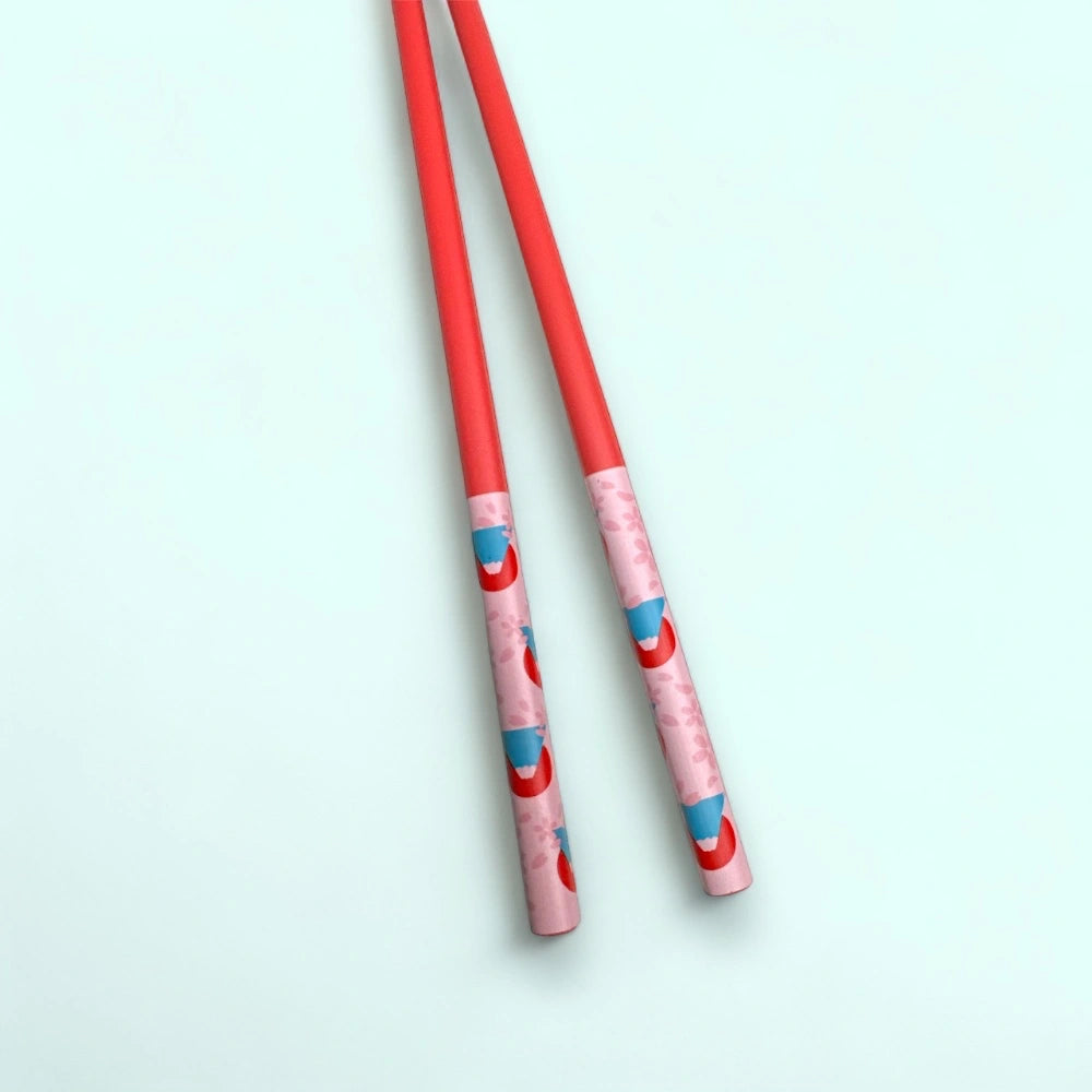 Baguettes japonaises en bambou motif Mont Fuji, rouge, Japonify - Produits - Cadeaux Japonais
