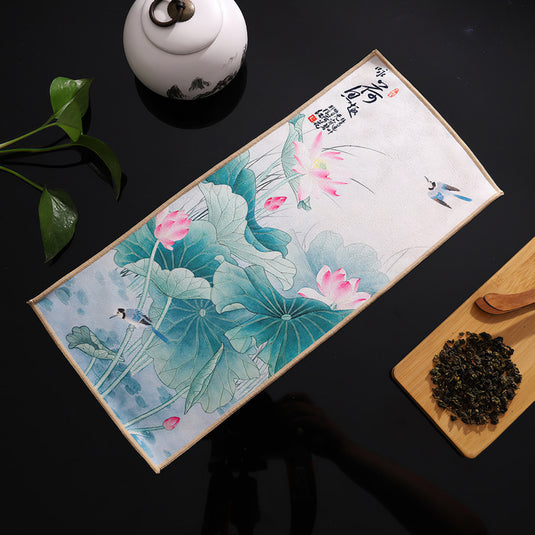 Serviette à Thé Motifs Sakura - Élevez vos moments de dégustation avec cette serviette japonaise ornée de délicates fleurs de sakura